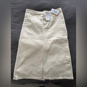 Cream Denim Skirt